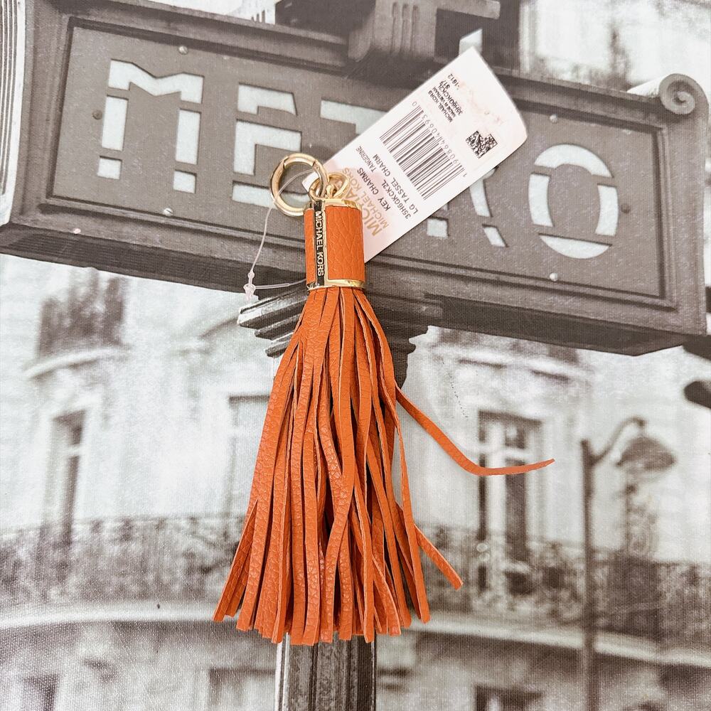 Michael Kors 35H6GKCK2L Tangerine Leather Tassel Key Charm NWT